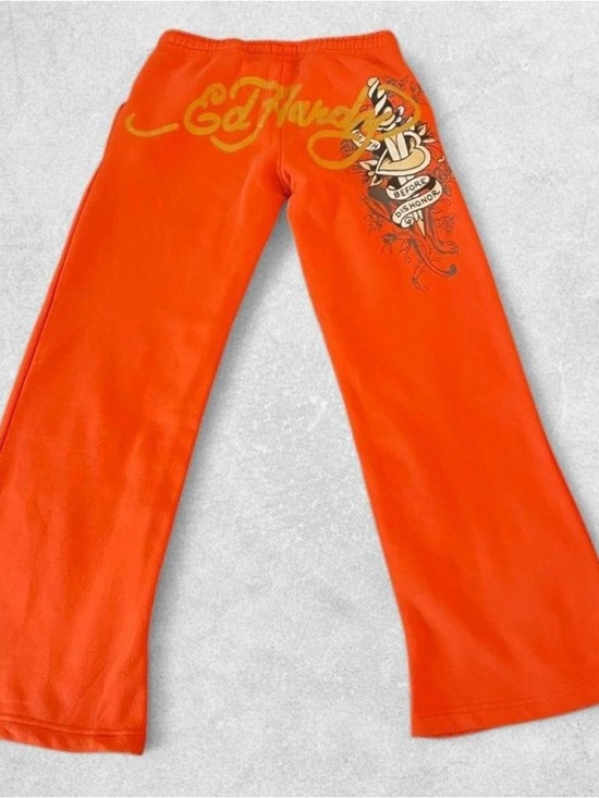 Ed Hardy Pants - Ed Hardy Bright Orange Tattoo-Print Lounge Pants